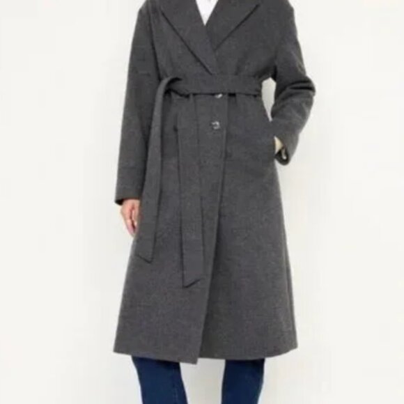 Old Navy Oversized Belted Coat Heather Gray Medium - Picture 3 of 3